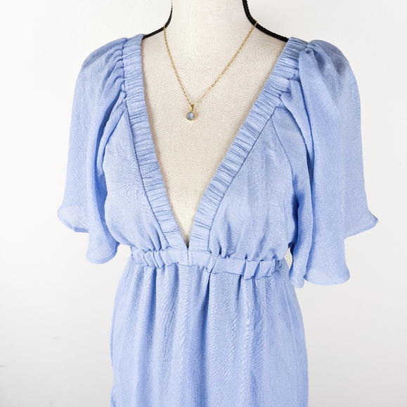 💠LAST 1💠NWT A.Calin by Flying Tomato Blue Flutter Sleeve Maxi Dress - Picture 2 of 4